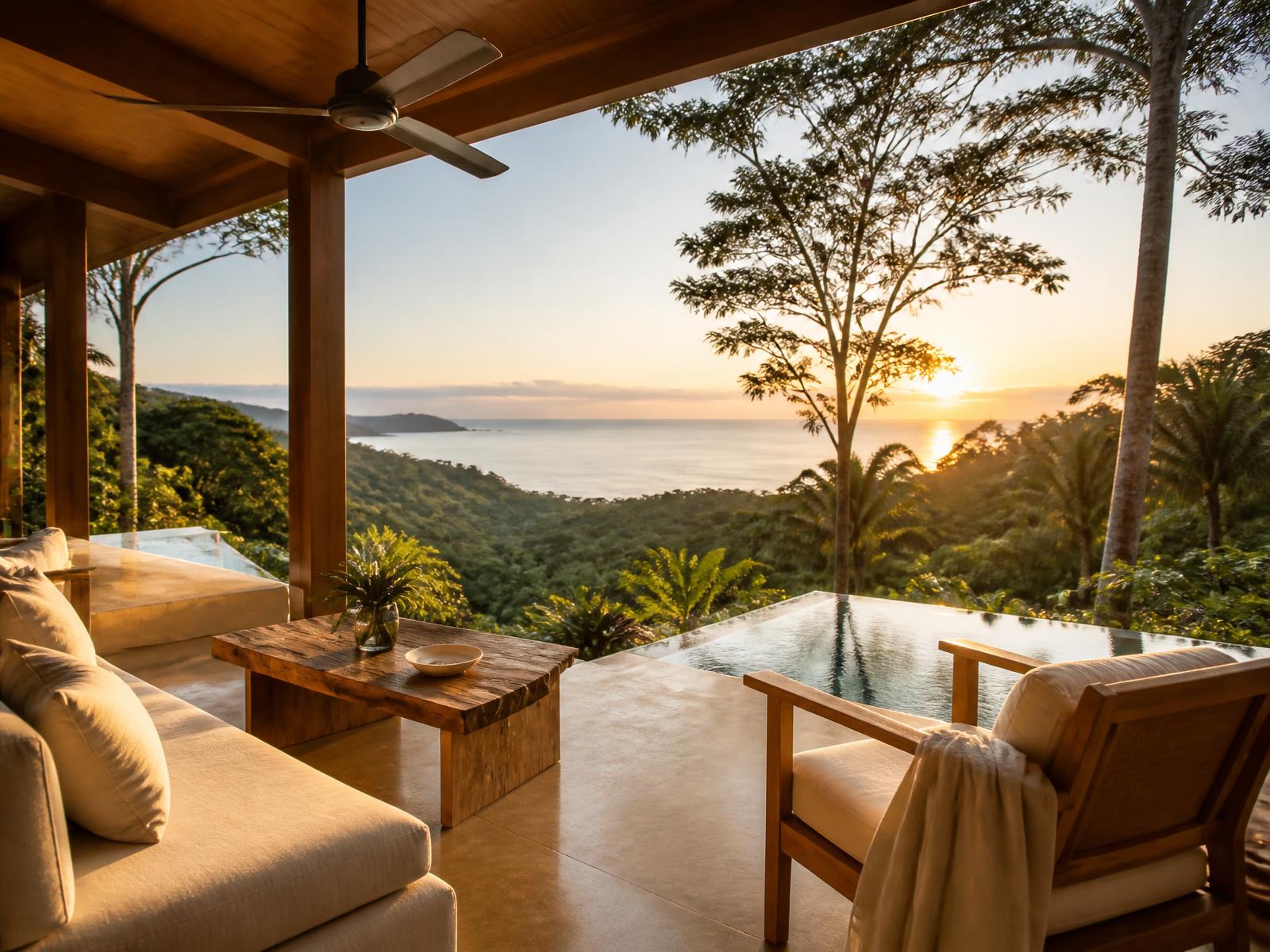 Villa tropical con vista al océano en Costa Rica